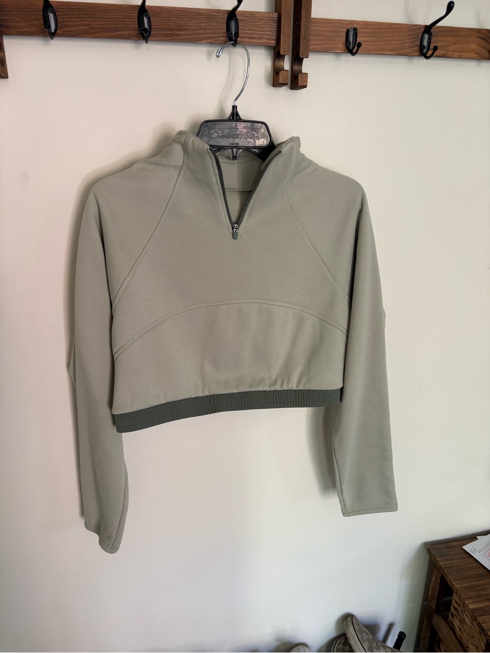 MTA Sport Cropped Half-Zip Pullover in Sage
